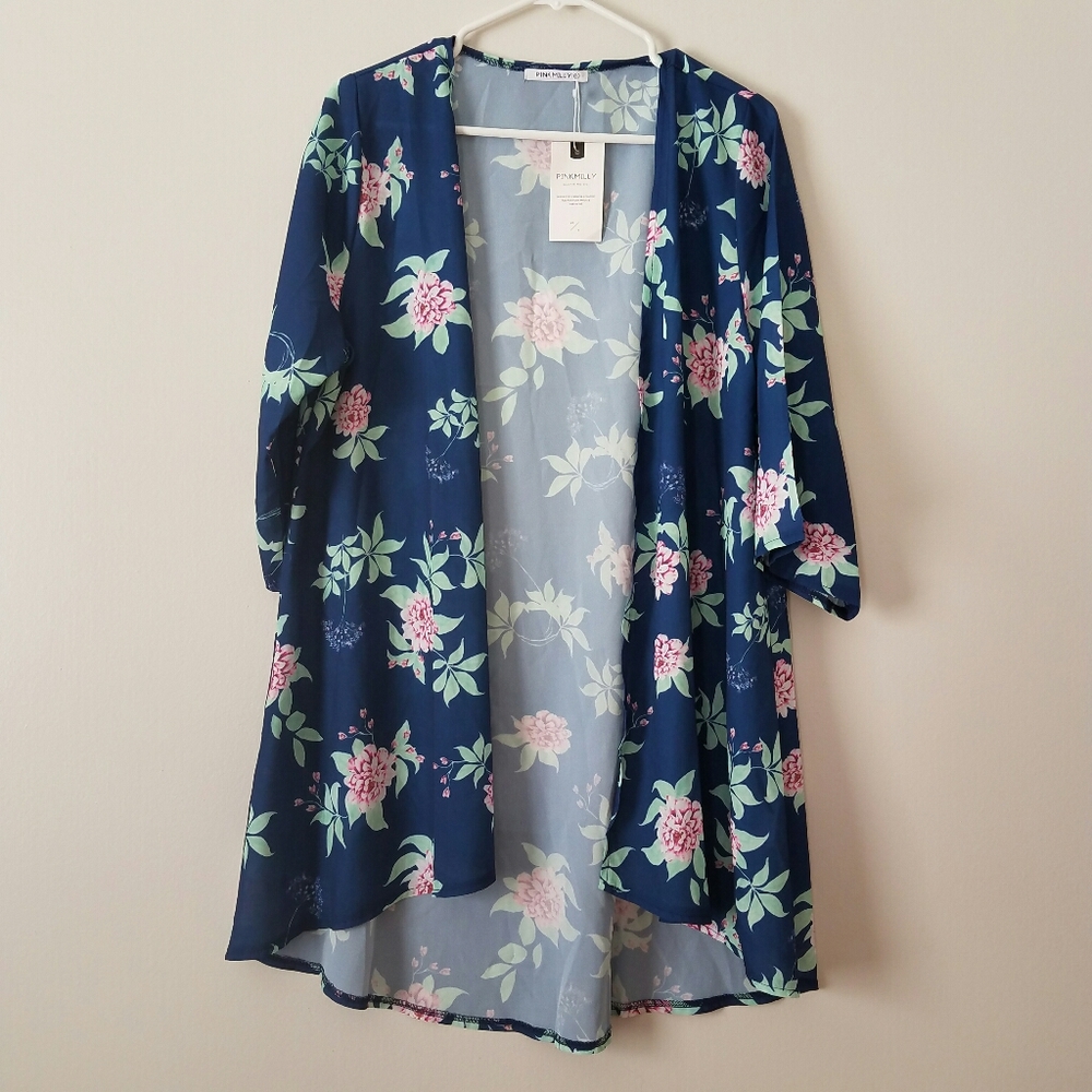 NWT Pink Milly floral Kimono blue and pink…